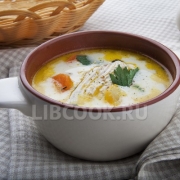 Сырный суп на индюшином бульоне