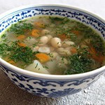 Суп постный с белой фасолью и грибами